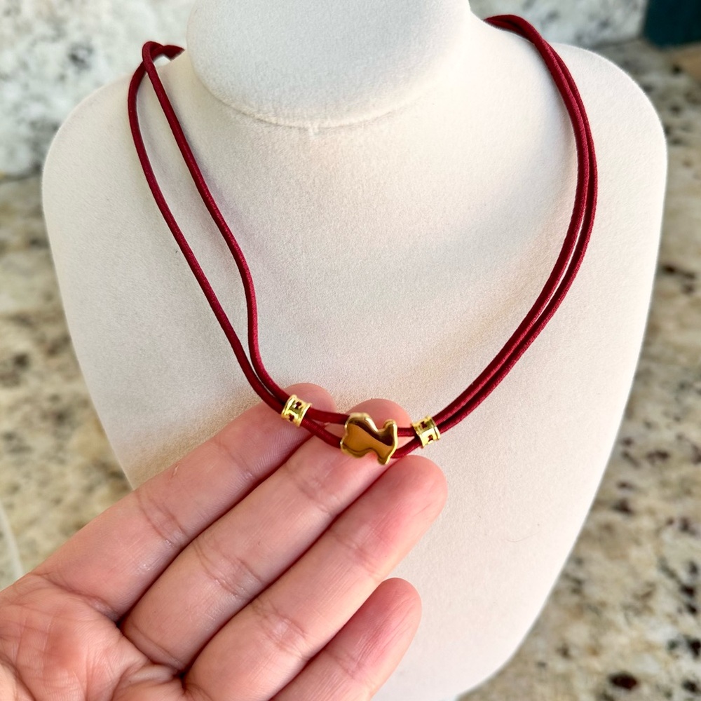 TOUS RED Gold elastic Necklace